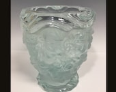 Signed R. Lalique Crystal Vase with Cherubs and Flowers
