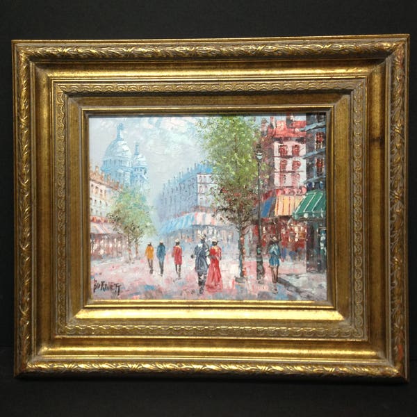 Art Oil Painting Paris Scene by Caroline Burnett - Frame 15.5 x 13.5"