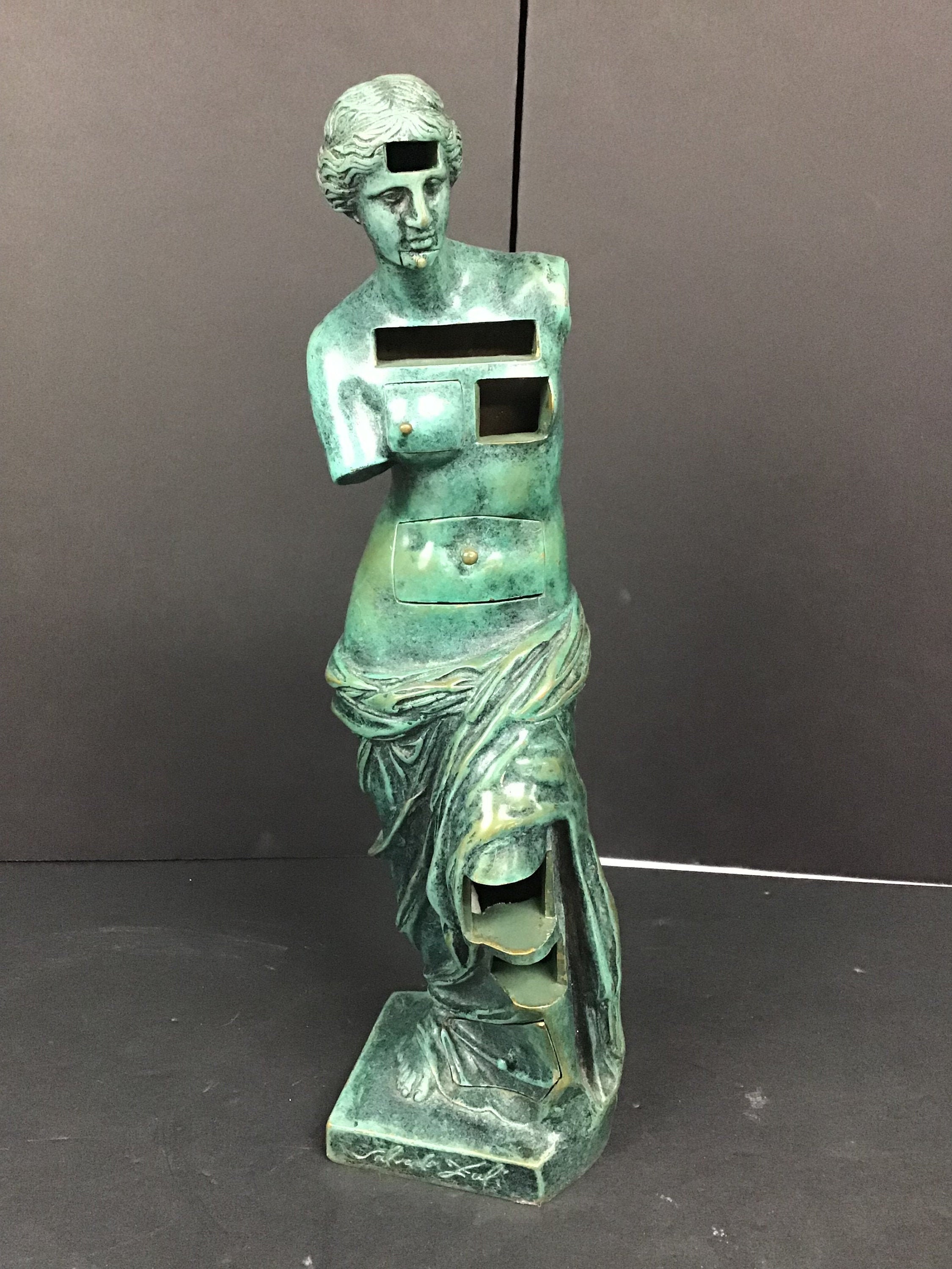 Salvador Dali Green Stone Figure Of A Woman With Hidden Etsy