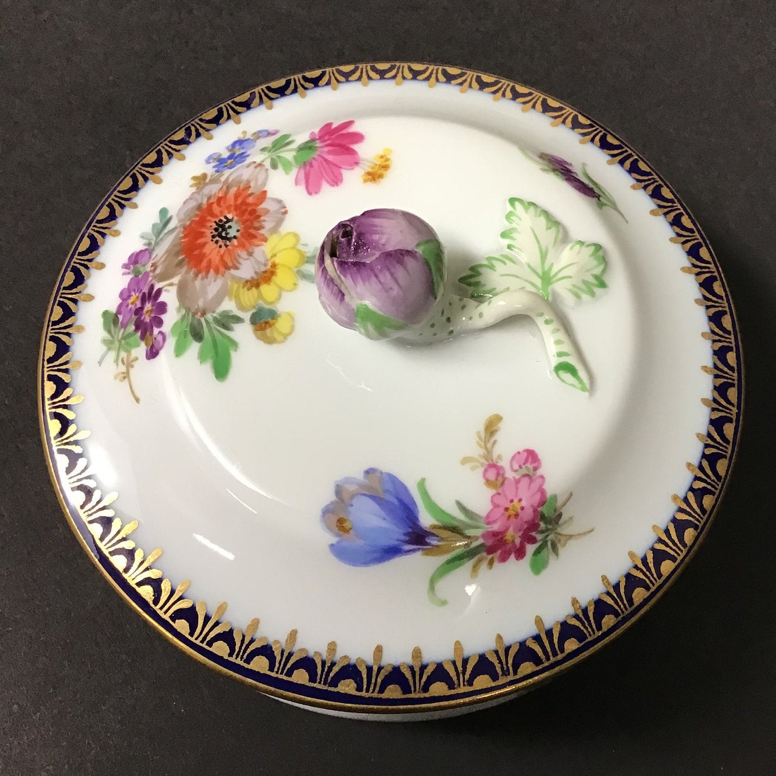 Vintage Meissen Porcelain Trinket Box with Flowers and a Etsy