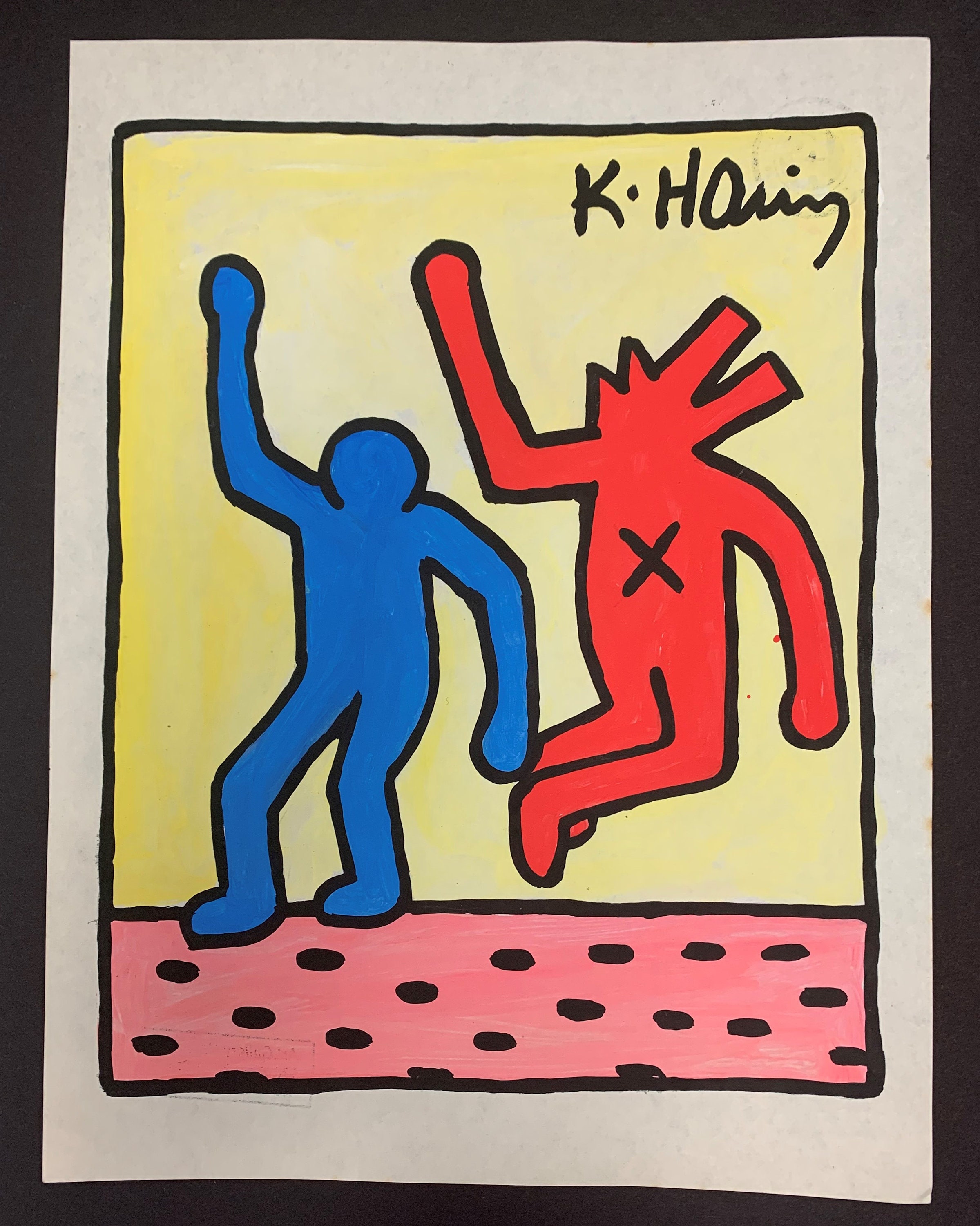 Vintage Keith Haring Signed Pop Art Painting on Paper in Etsy