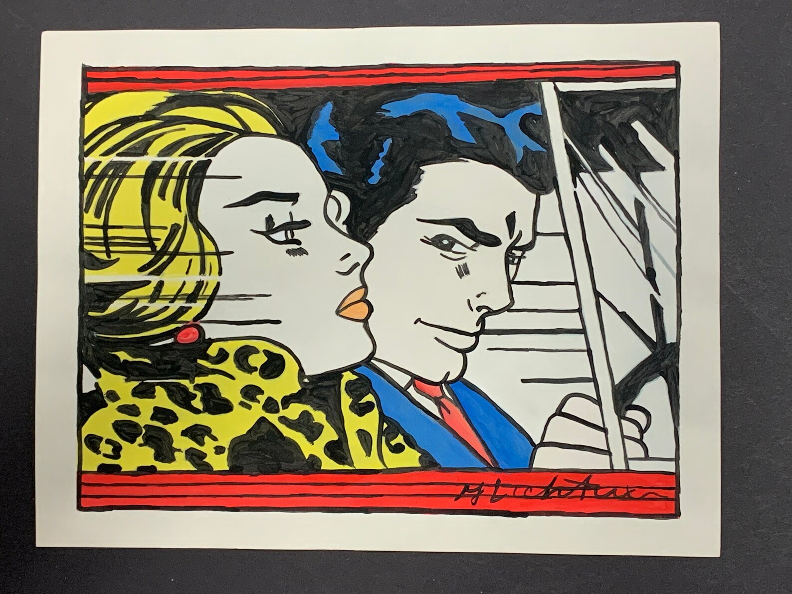 Vintage Roy Lichtenstein Pop Art Couple Painting on Paper Etsy