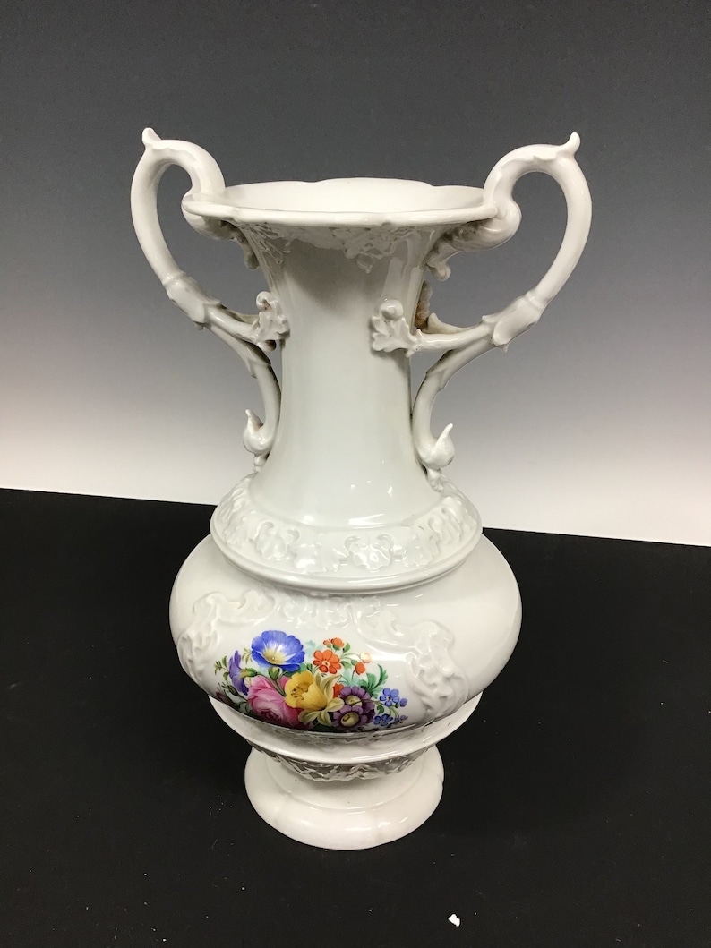 Vintage Meissen Porcelain Vase With Flowers Etsy