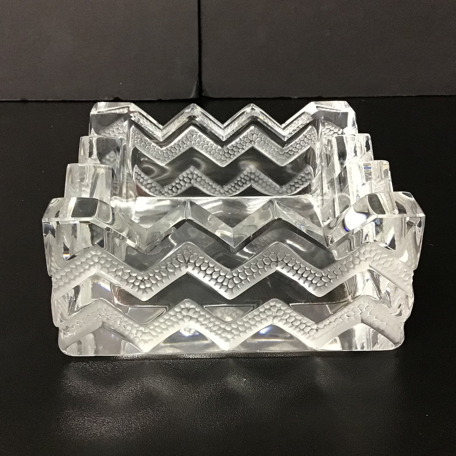 Lalique France Crystal Square Ashtray with Chevron Design Etsy