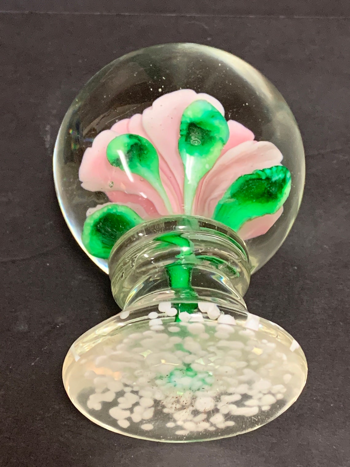 Stunning Pink Rose Art Glass Paperweight 5 1/2 High Etsy