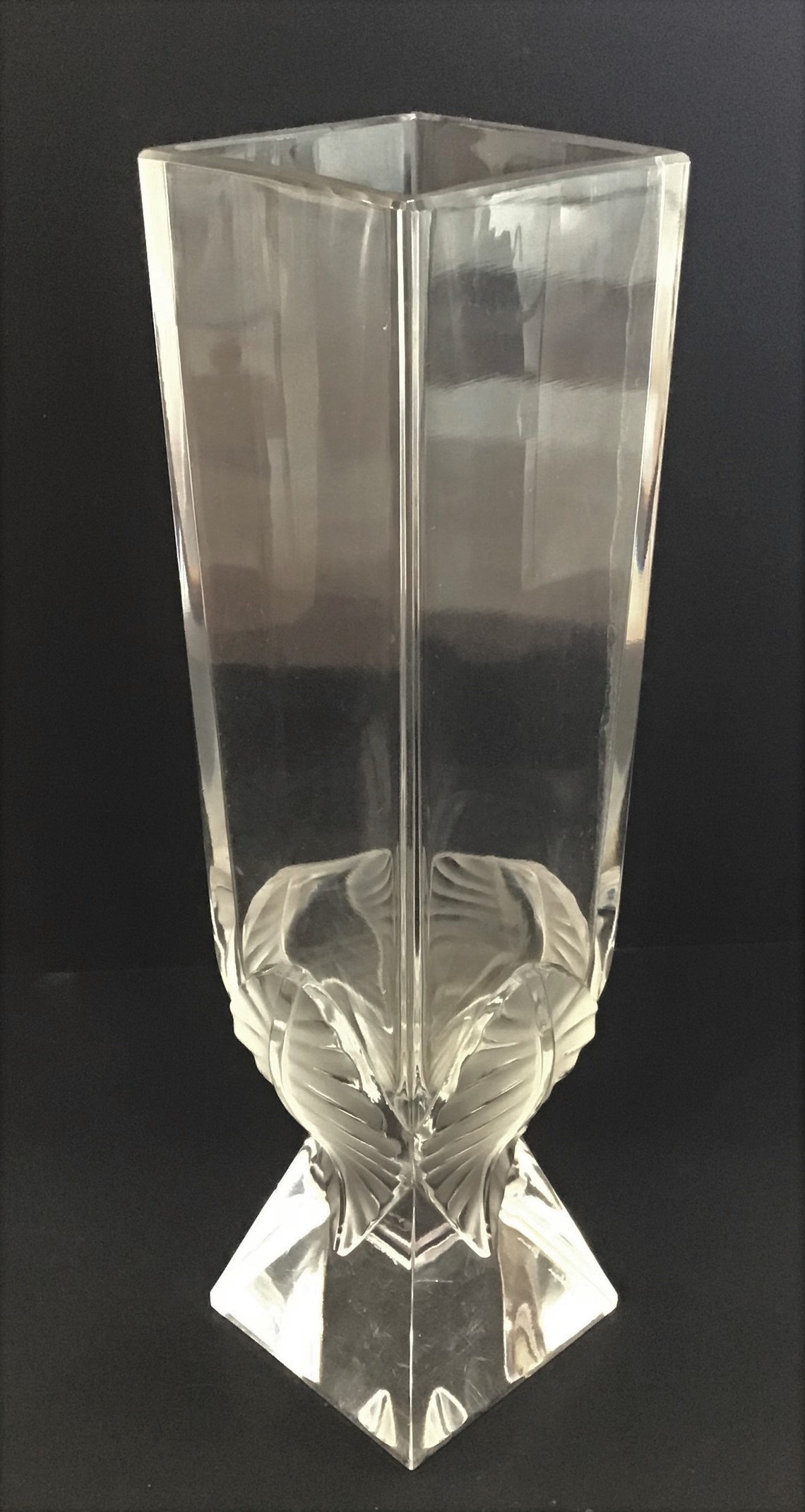 Lalique Crystal Square Vase Etsy