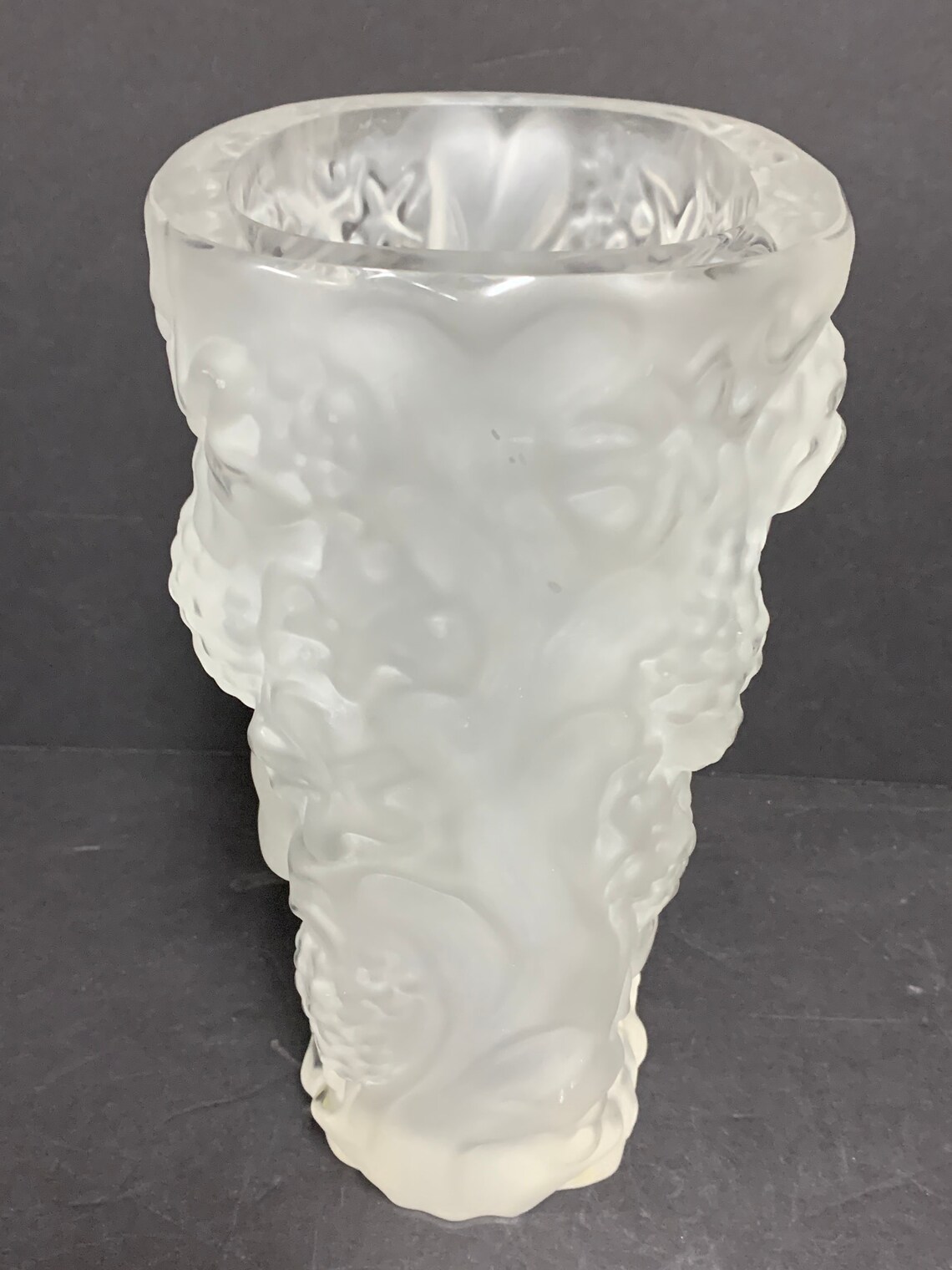 Very Heavy Signed R. Lalique Crystal Vase with Cherub and Etsy