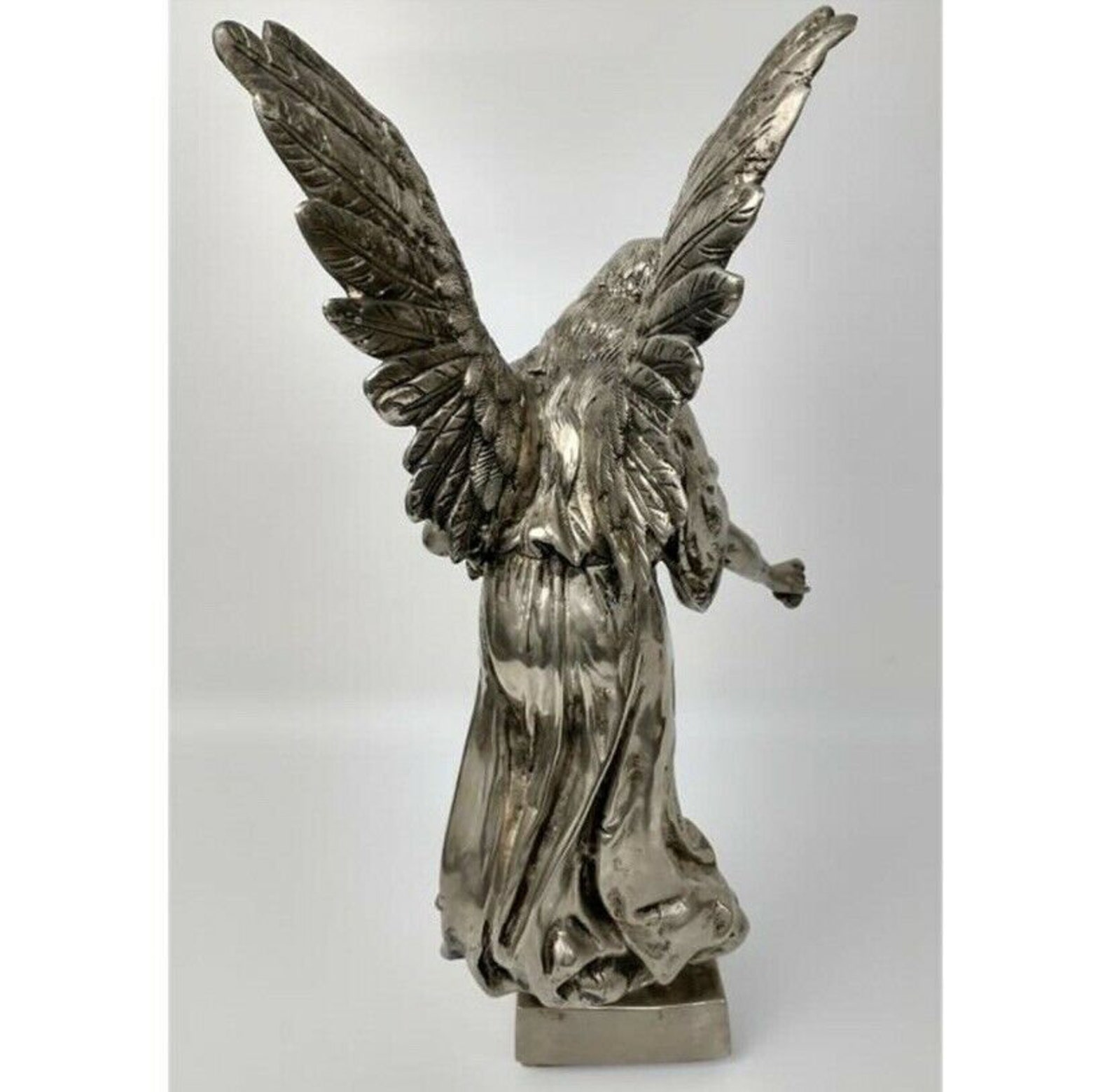 Large Silvered Bronze Angel Figure 18.5 tall Etsy