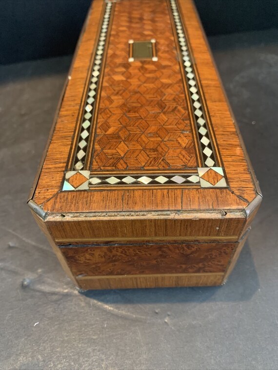 19th Century Mother of Pearl Inlaid Wooden Box wi… - image 1