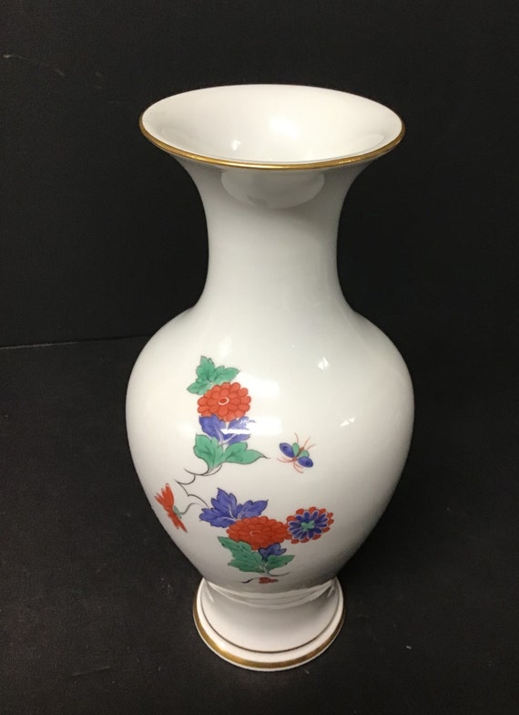 Vintage Meissen Porcelain Vase With Flowers Etsy