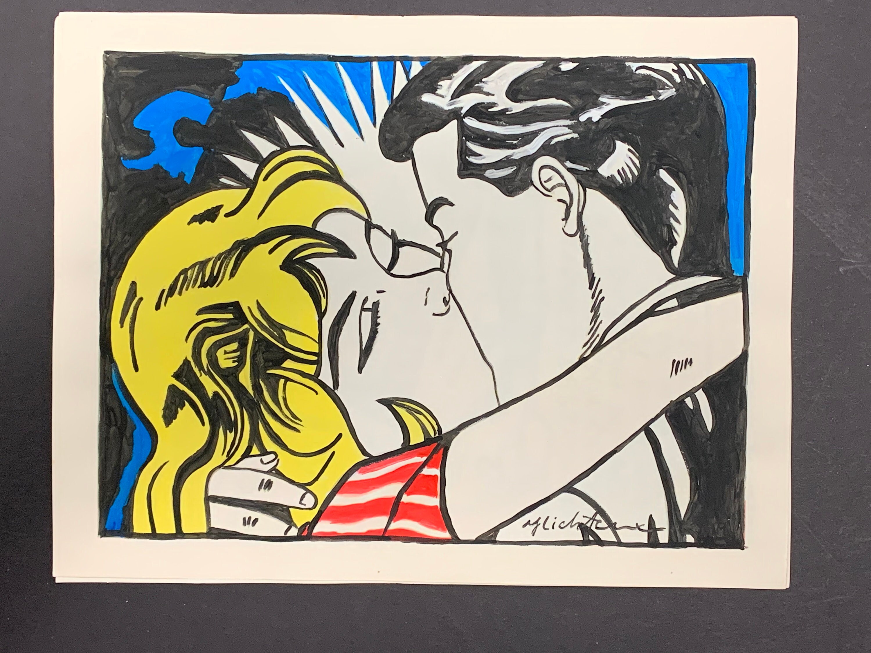 Vintage Roy Lichtenstein Pop Art Kissing Couple Painting op Etsy