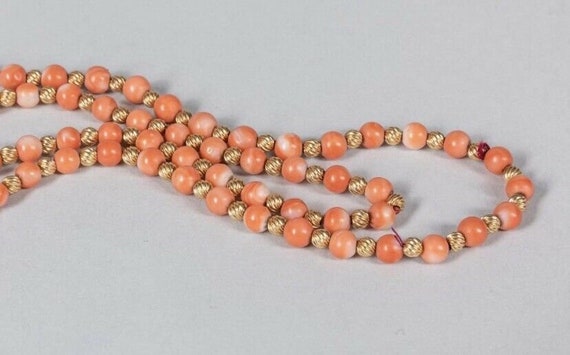 14.75 inch  Coral and Gold Beaded Necklace - image 3