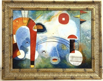 Andy Auld Kandinsky Modernist Oil Painting On Canvas with Geometric Shapes