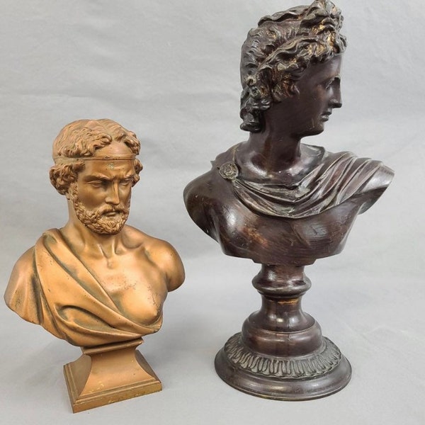 Pair of Grand Tour Bronze Busts Greek Gods