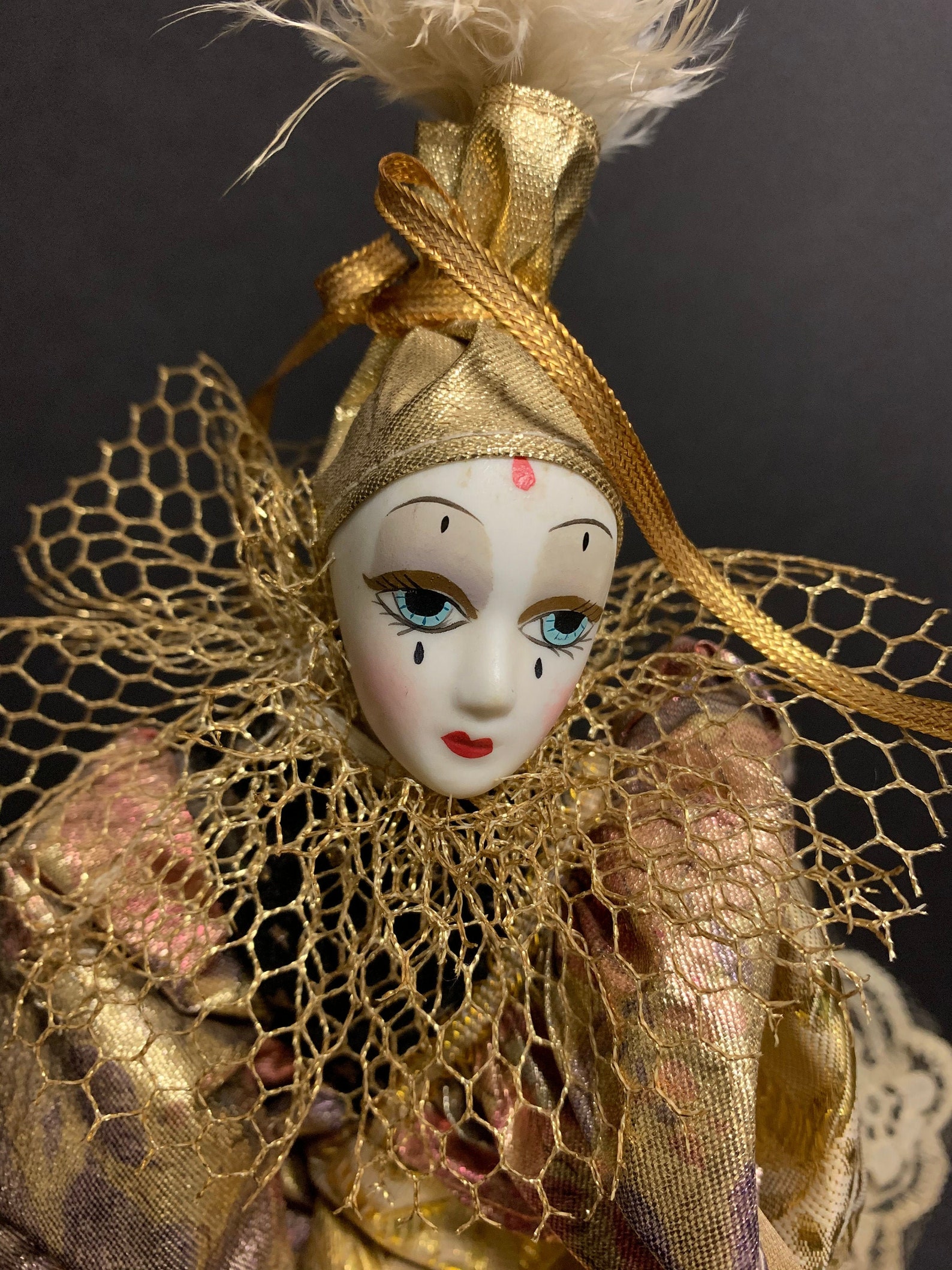 Vintage 10 Musical Clown Doll Pierrot with Porcelain Etsy