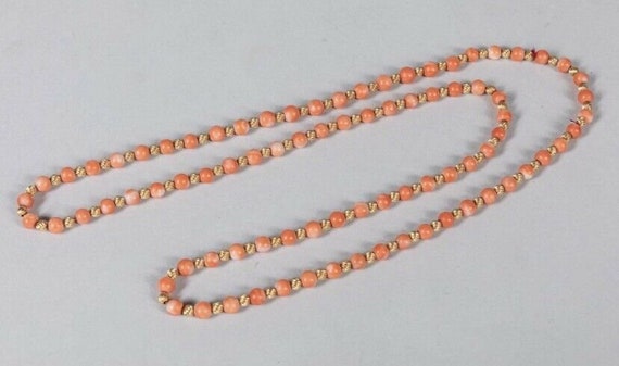 14.75 inch  Coral and Gold Beaded Necklace - image 1