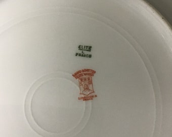 Vintage Elite France Limoges Porcelain 10.5 Plate with Green and Gold Design Debbie Reynolds Estate