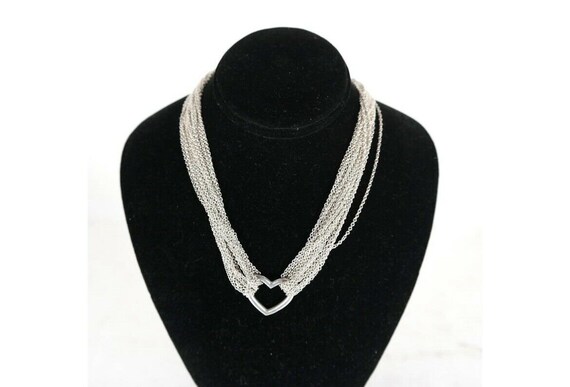 Sterling Silver Multi Chain Heart Necklace - image 2