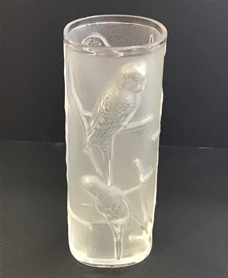 Lalique Crystal Bird Parrot Budgie Parakeet Vase Etsy