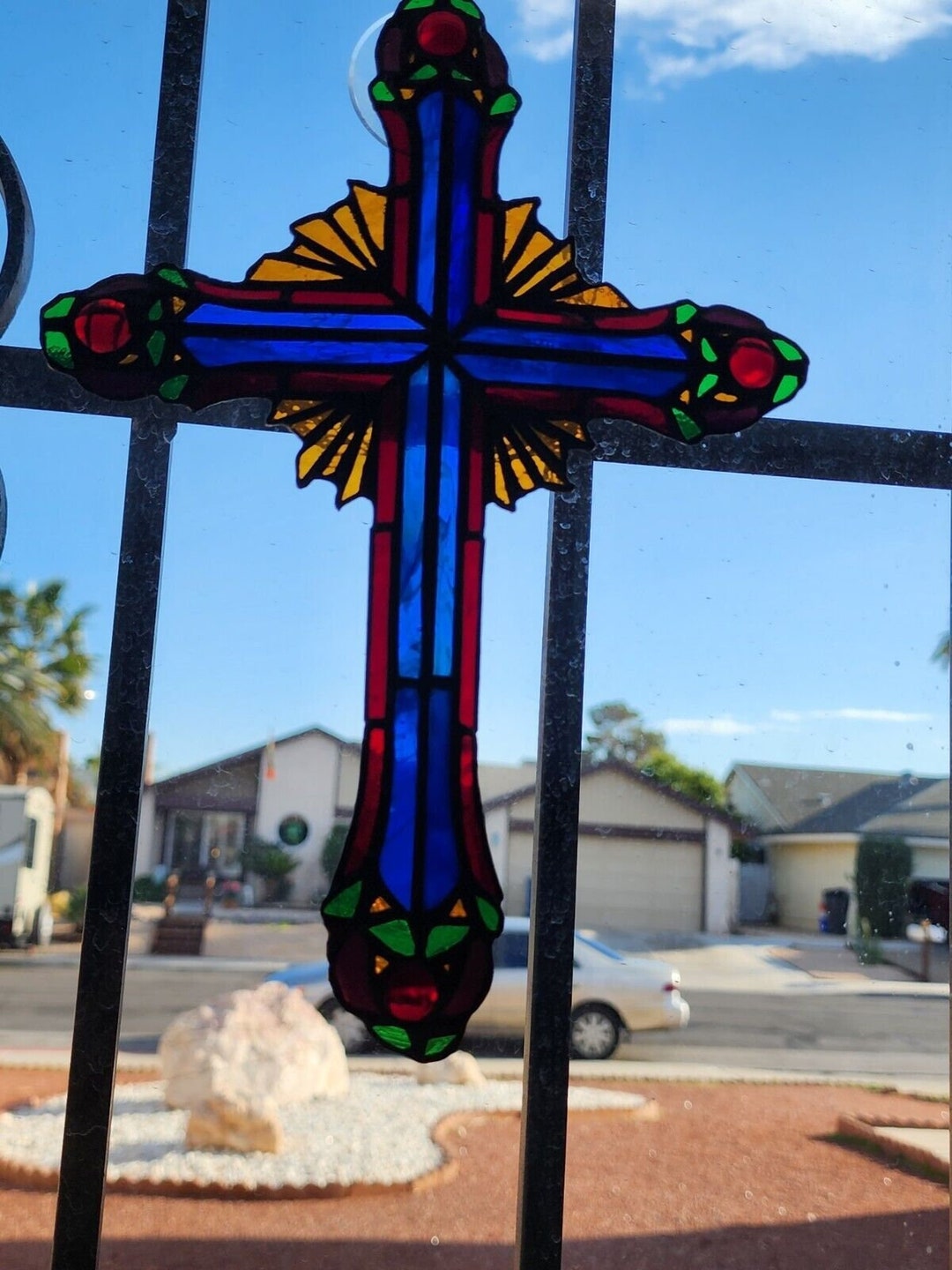 Franklin Mint Stained Glass Cross Etsy