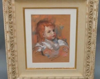 Renoir Pastel Young Child Portrait 16” H X 12” W 32” H X 22” W Frame
