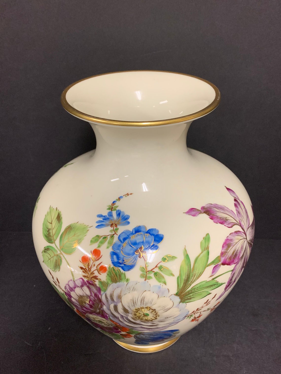Rosenthal Germany Hand Painted Vase with Flowers 11.5 Etsy