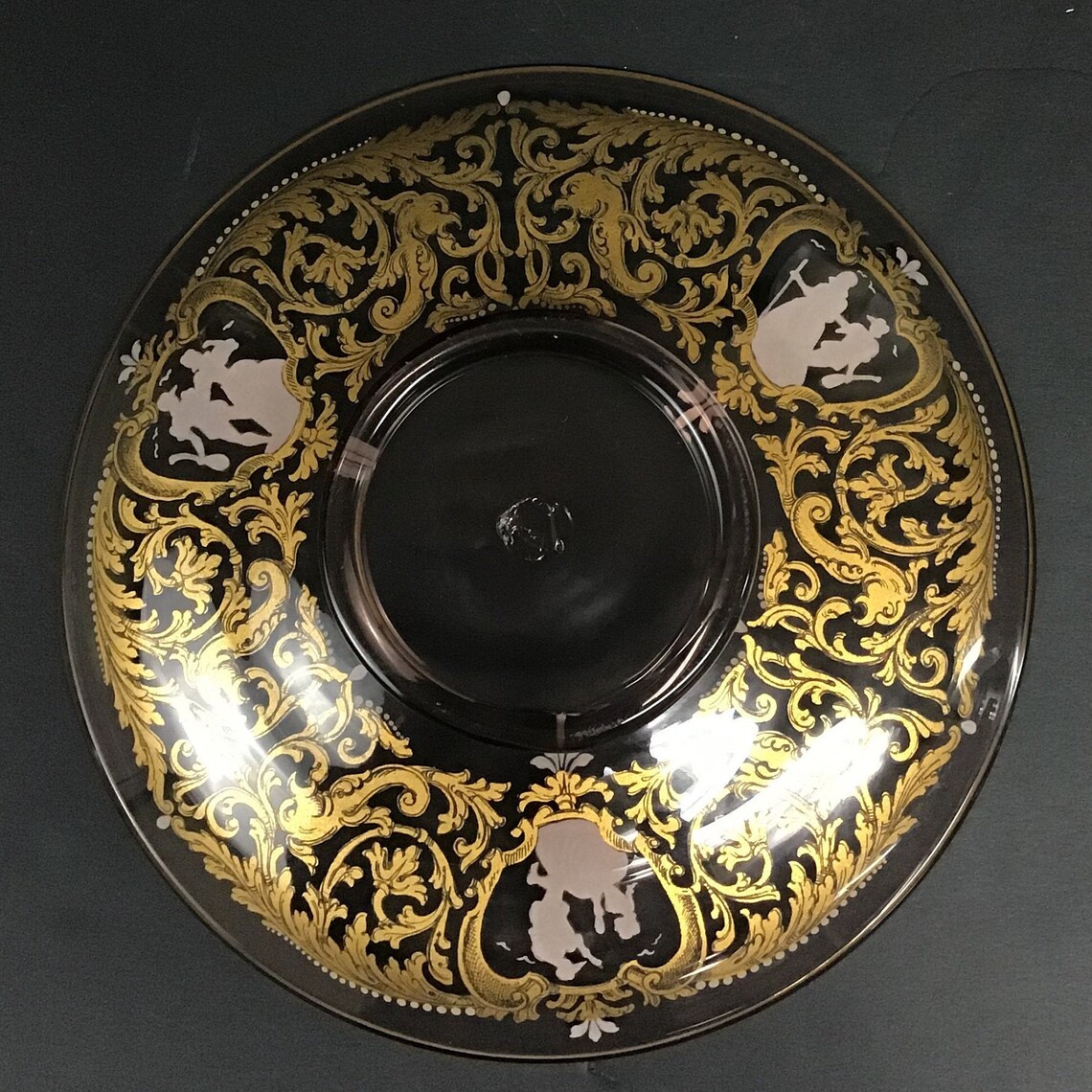 Glass Plate With Gold Embellishments and Paintings of Etsy