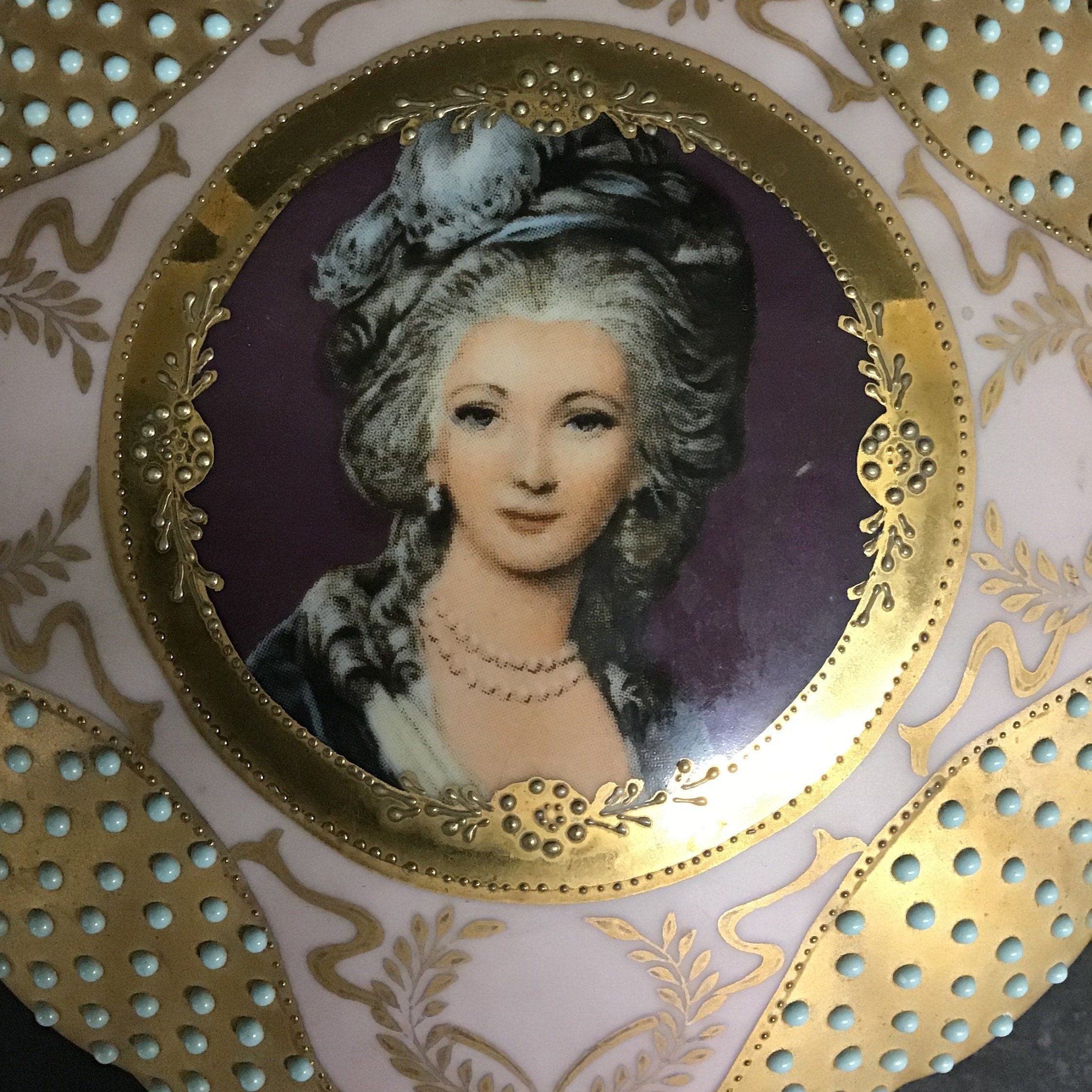 Vintage Enamel Decorated and Hand Painted Porcelain Round Etsy