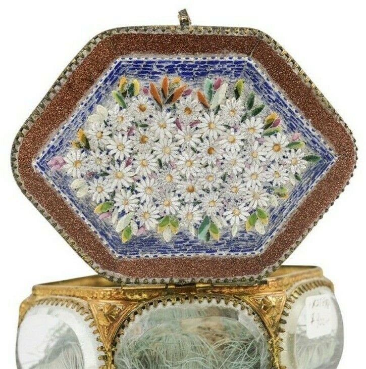 Antique Italian Micro Mosaic Jewelry Box Etsy