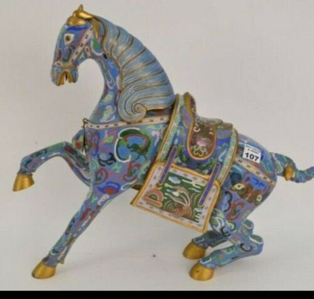 Cloisonné Super Tang Horse 16 X 15 Etsy
