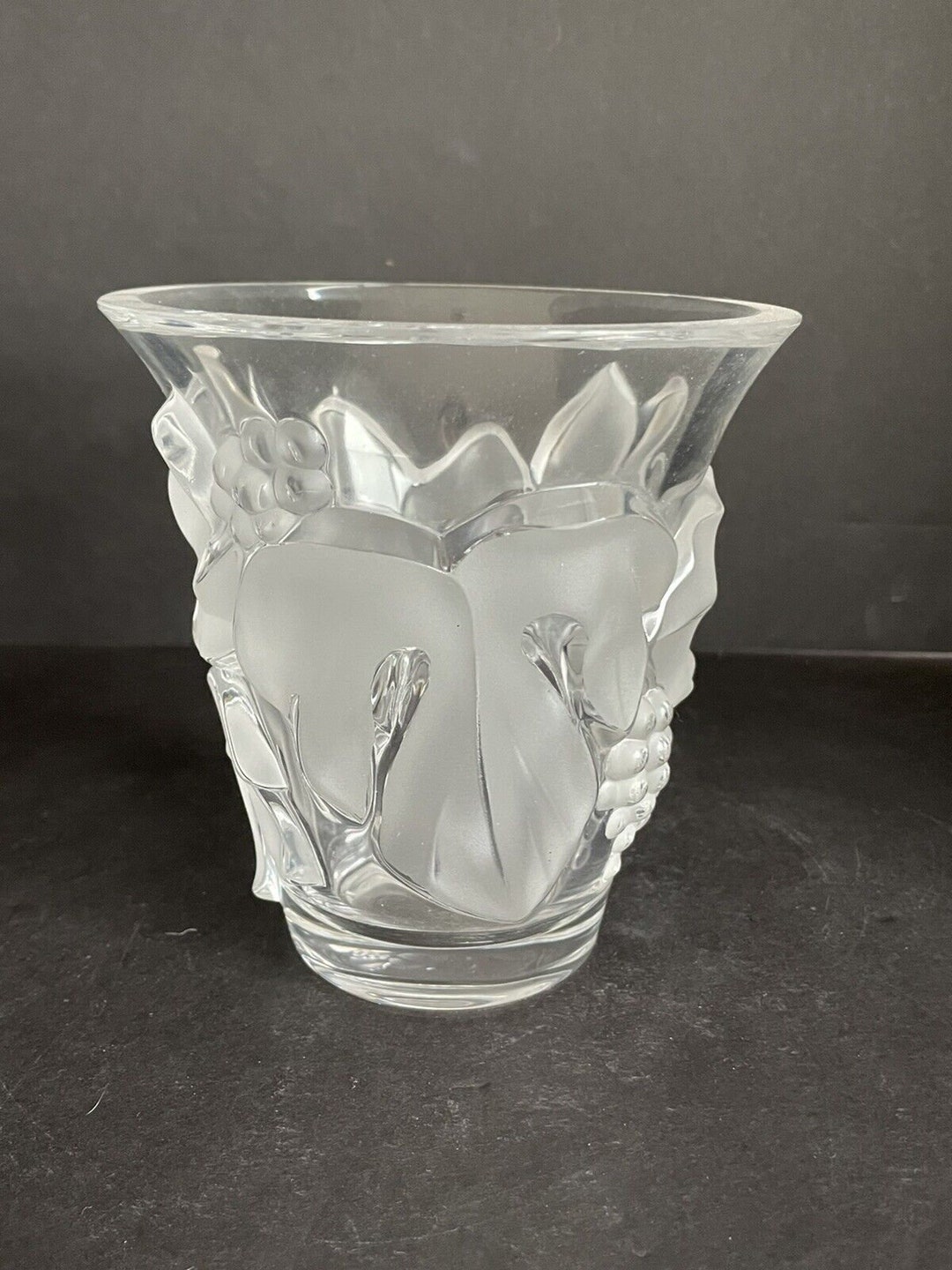 Lalique Crystal Vase With Grapes 5.5h Etsy