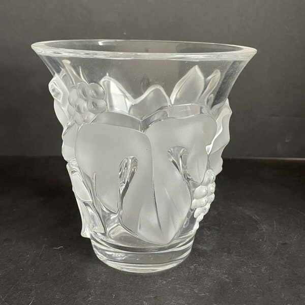 Lalique Kristall Vase mit Trauben 15,5"H