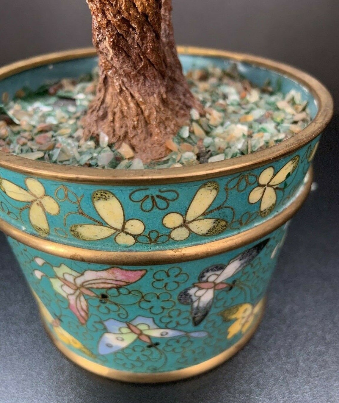 Vintage Chinese Jade Gem Tree in Cloisonne Pot 11 Etsy