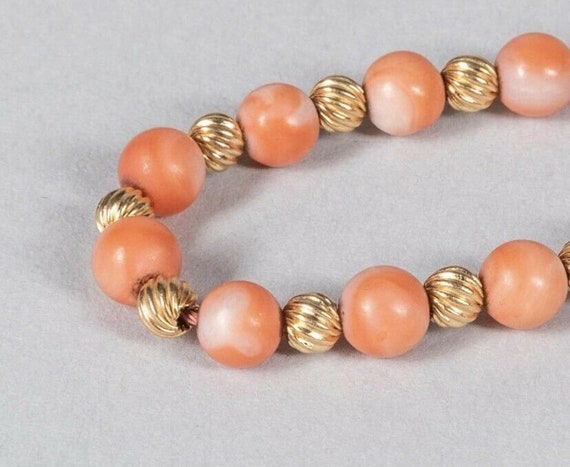 14.75 inch  Coral and Gold Beaded Necklace - image 2