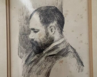 Renoir Signed Original Pencil Drawing 8” X 10”