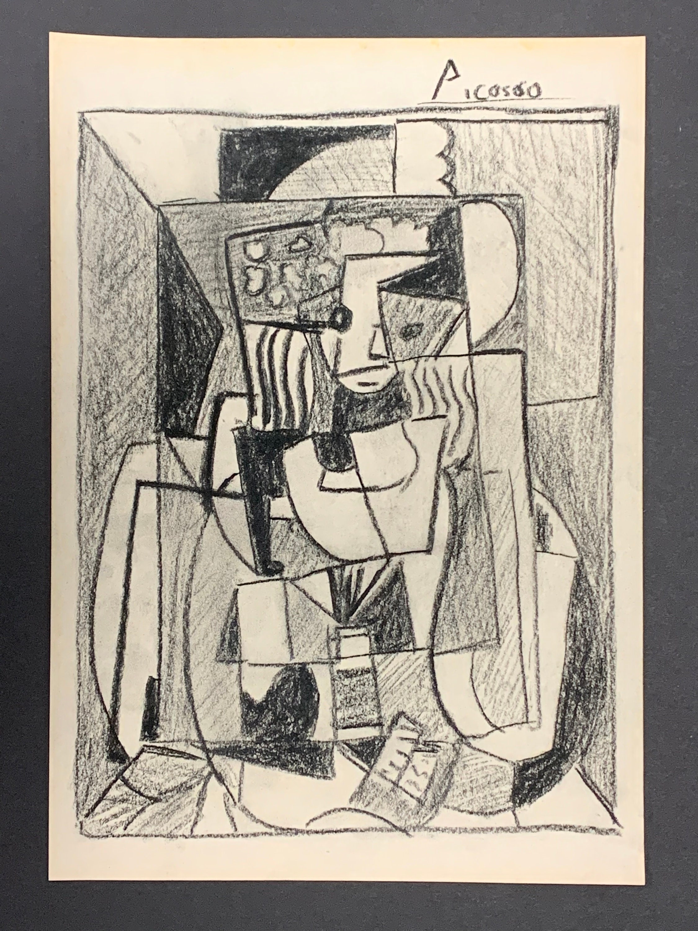 Picasso Signed Abstract Charcoal Drawing Gallery Stamps on Etsy