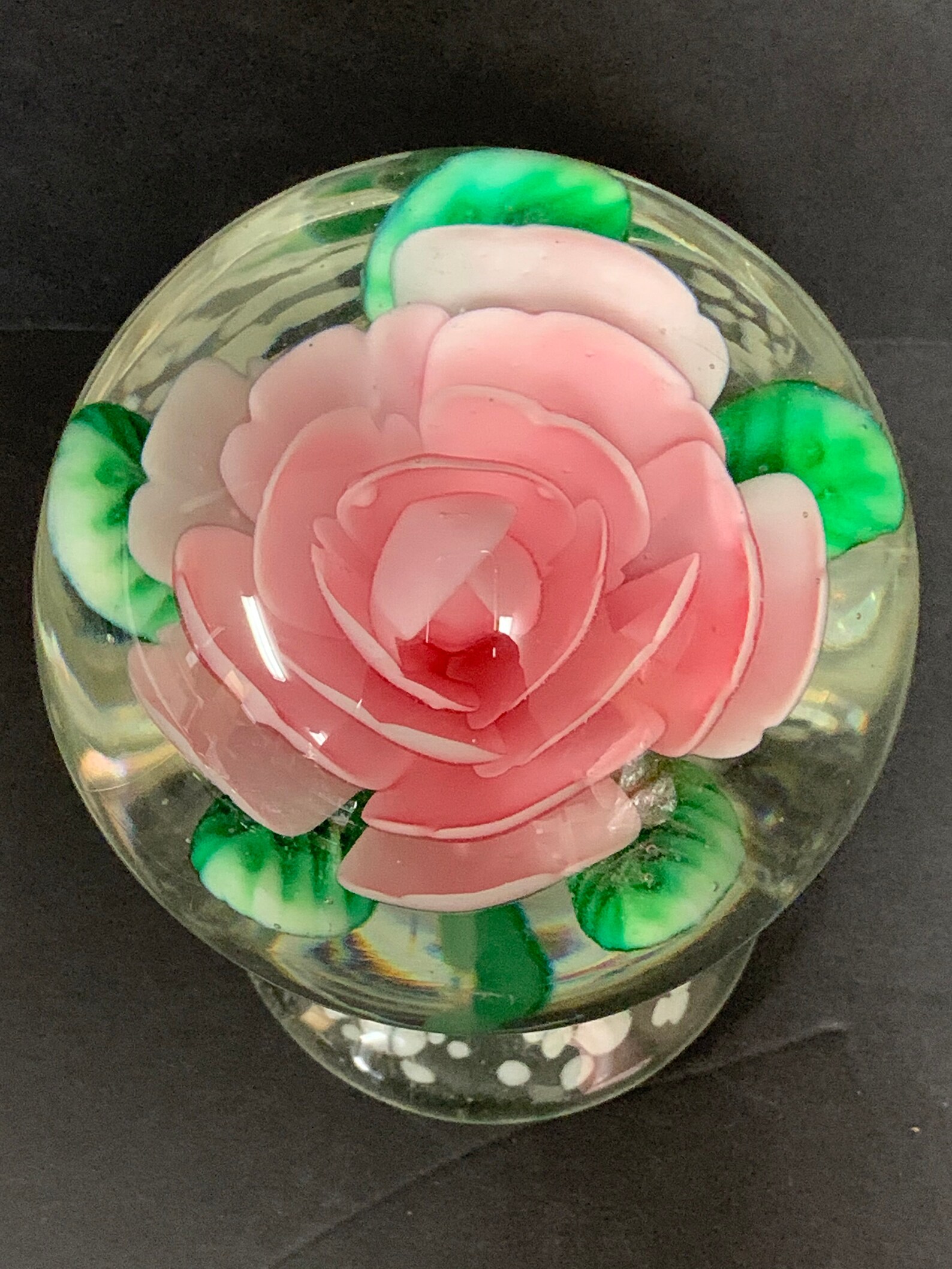 Stunning Pink Rose Art Glass Paperweight 5 1/2 High Etsy