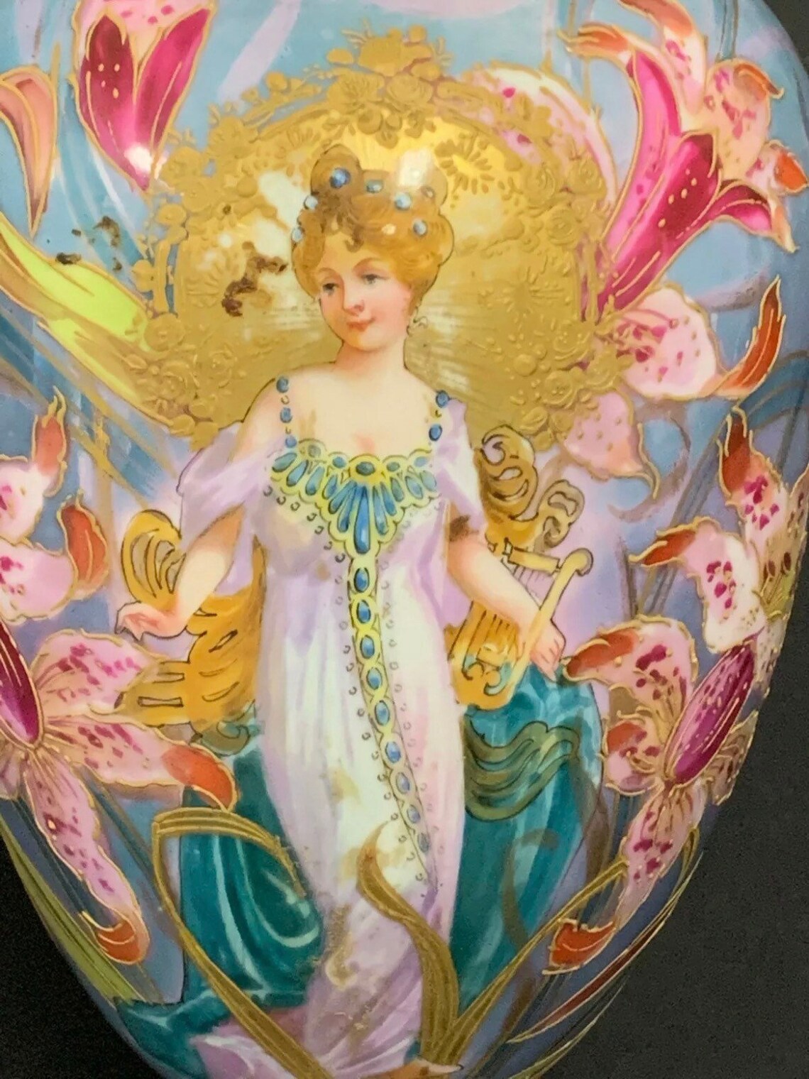 Sevres Porcelain Art Nouveau Lidded Vase 16 High Etsy