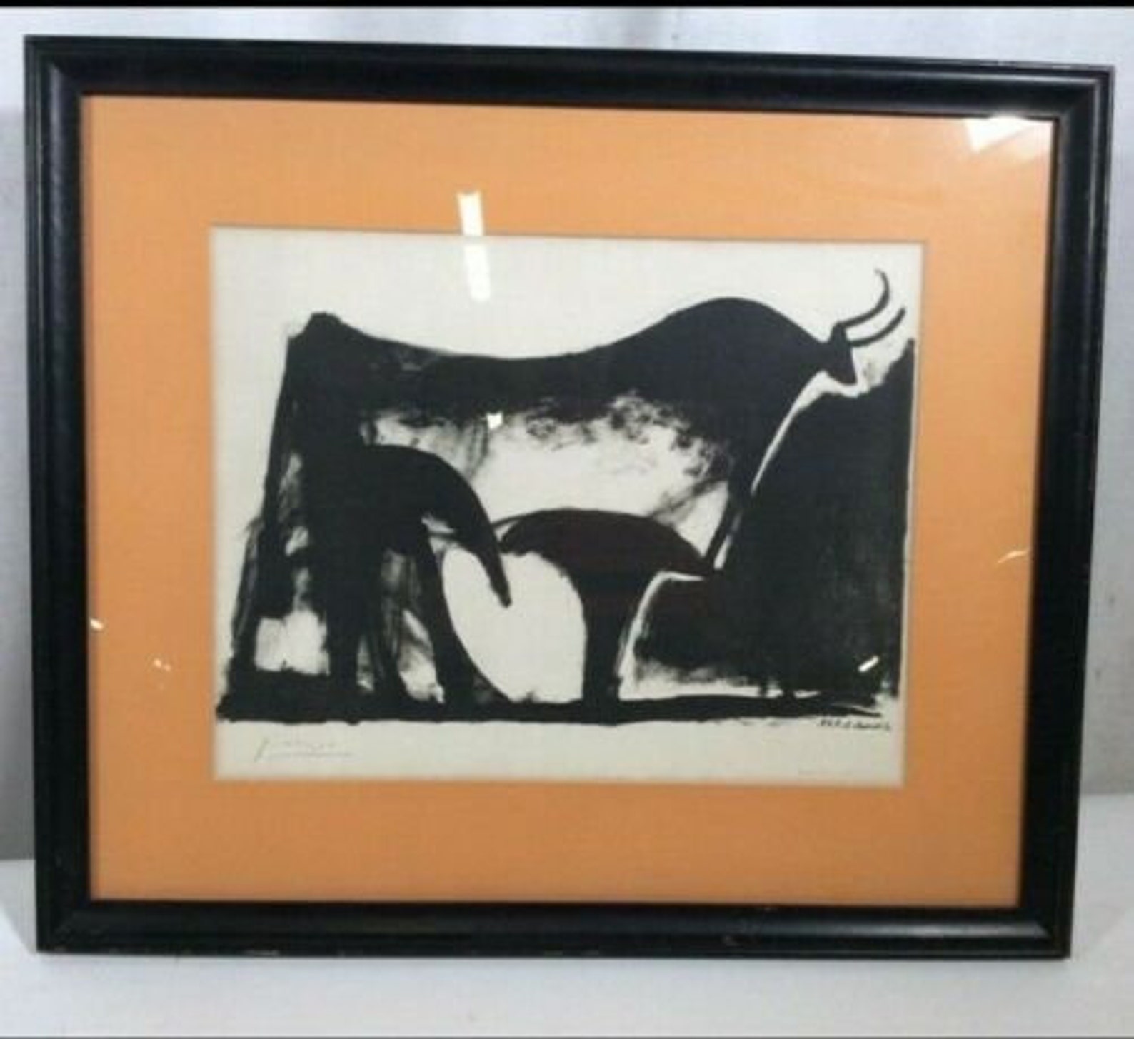 Rare Picasso Hand Signed Lithograph Black and White Bull Etsy