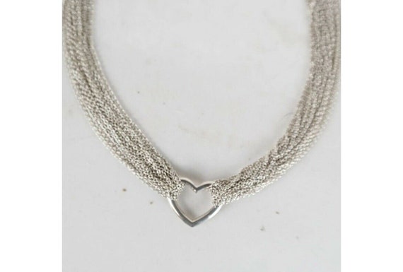Sterling Silver Multi Chain Heart Necklace - image 5