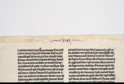 13th Century French Illuminated Manuscript Leaf 9 X 