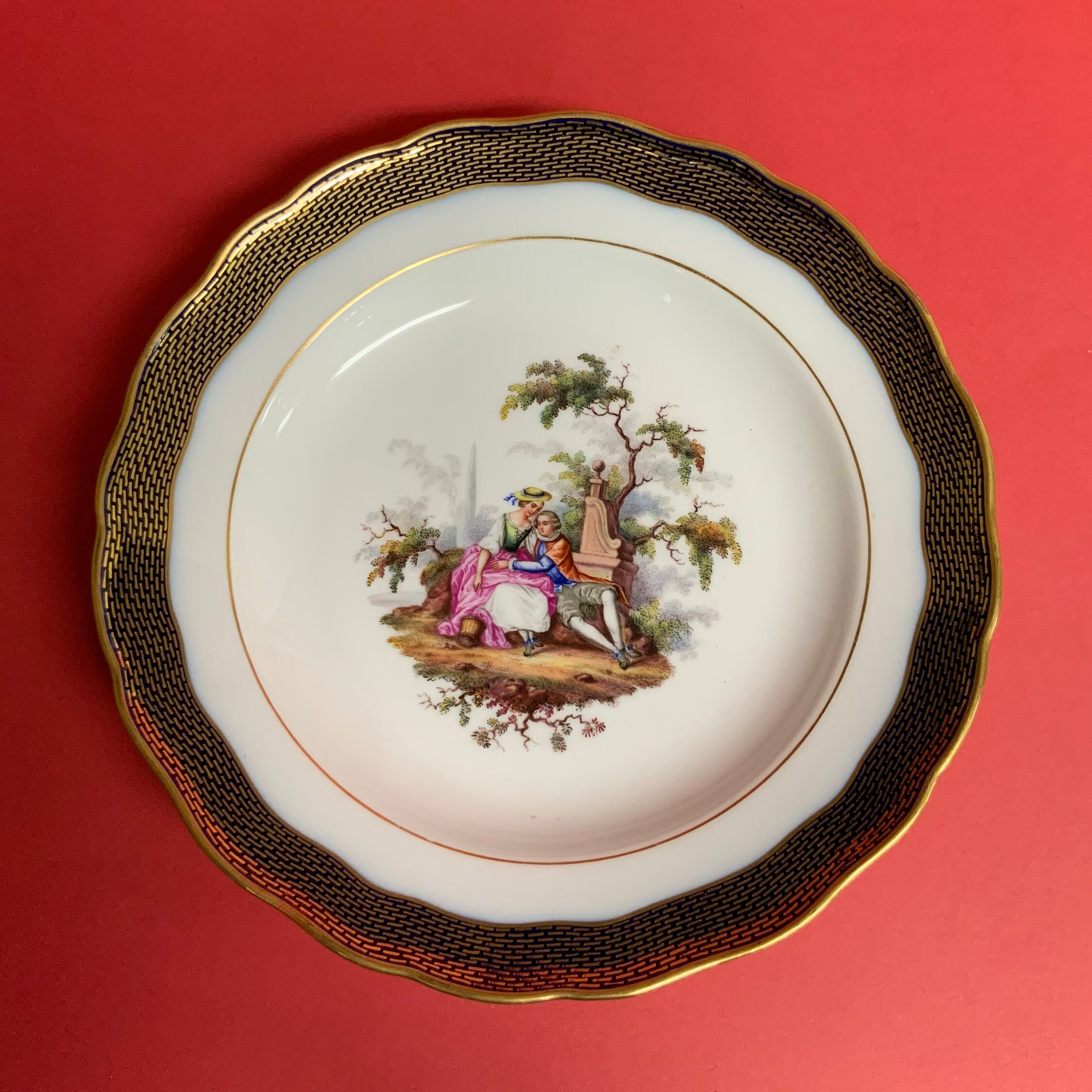 Vintage Meissen Porcelain Plate with Couple Etsy