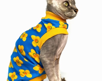Sphynx Cat T-Shirt: Funny Print, Comfy Cotton Kitten Clothes, One-Leg Hole