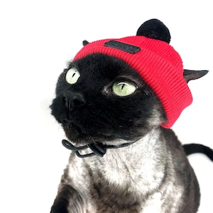 Adorable hat with pom pom for cats, Cool beanie hat for Pet, Cat fashion accessories, Costume for Cats, Gift for catlover, Pet photo