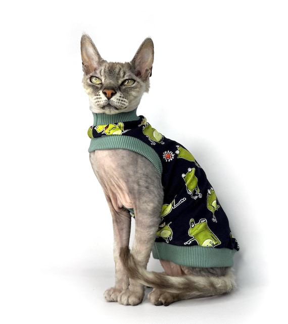 Cartoon Cat Shirt: One-Arm Hole Cotton Lightweight Summer Top - Playful Adorable Pet Clothes