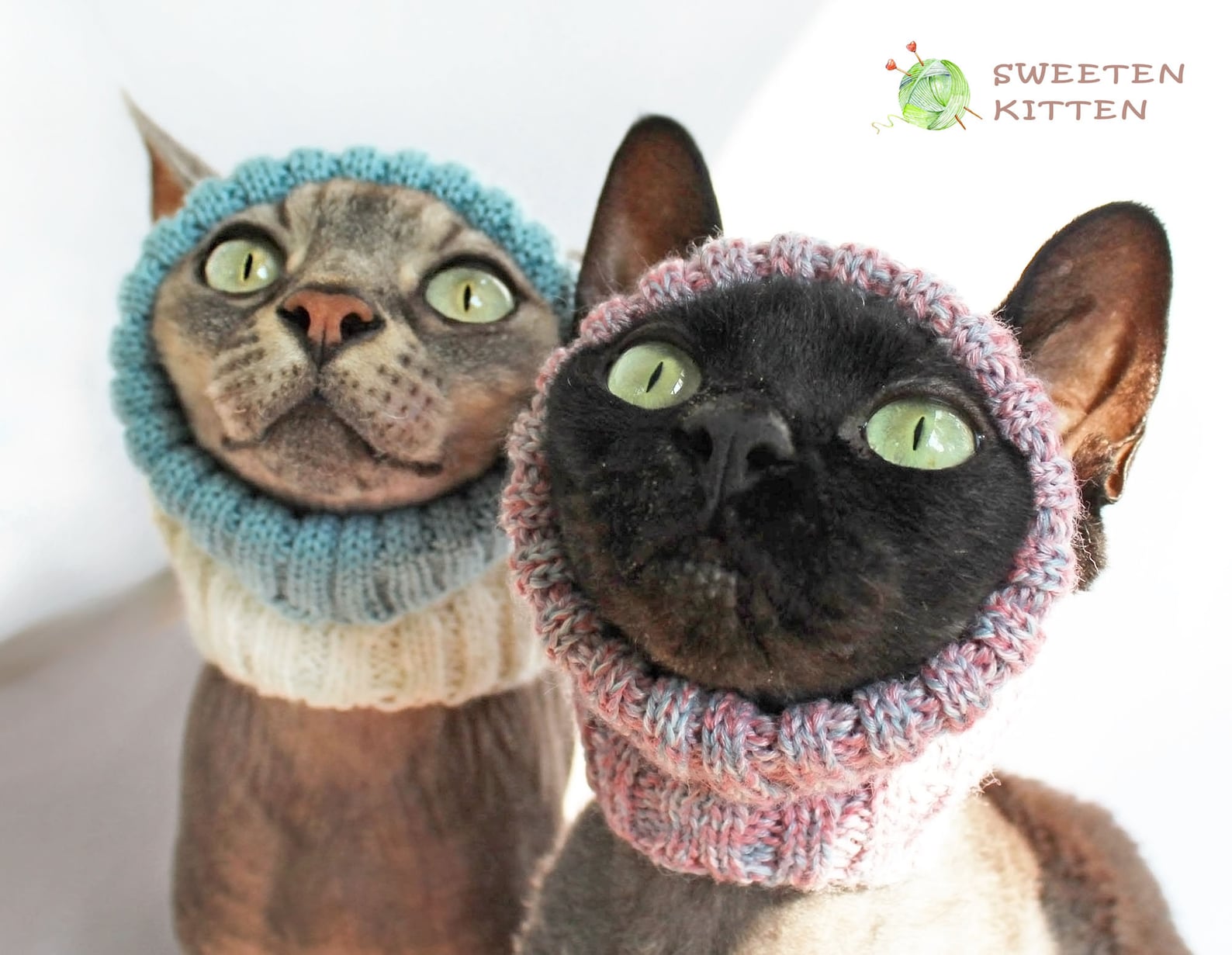 Hand knitted cat hat with pom pom Snow hat for cat Open ear Etsy
