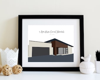 New Home Illustration, House Illustration, Housewarming Gift