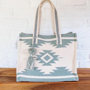 Aztec Tote,Neutral Tote Bag,Boho bag,Travel tote bag,Aztec inspired Black & White