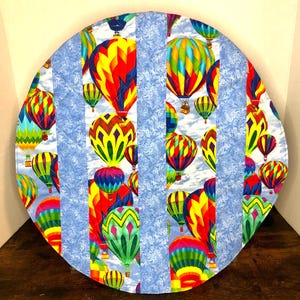 steering wheel cover HOT AIR BALLOON,  7 layers quilted cotton fabrics, car sun shade, wheel & hands shield, car decor heat protector