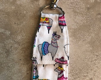 Chapstick holder LLAMA keychain, closed top lip balm holder for lanyard, backpack clip accessory, travel nurse teacher gift